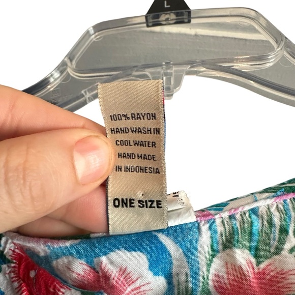 Sunny Island Hawaiian Shirt Womens OS Blue Floral Kaftan Adjustable Top Blouse - Picture 6 of 7
